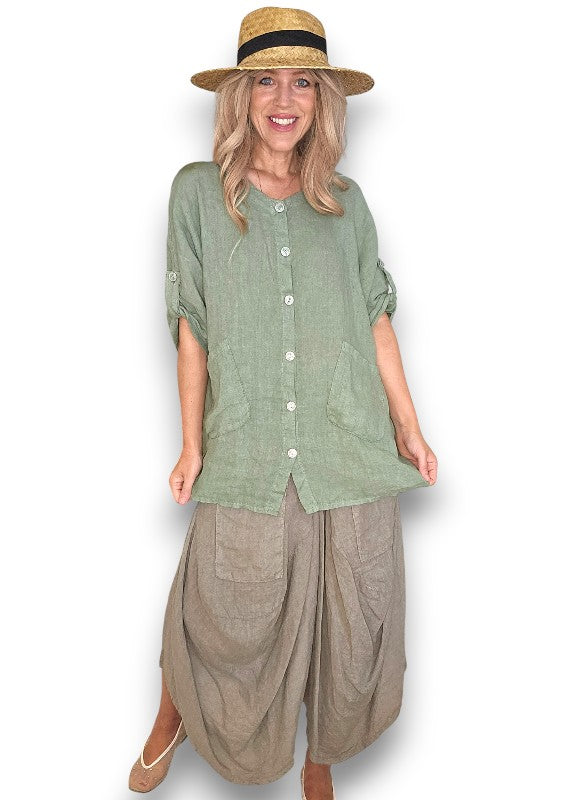 Helga May Pearl Button Top