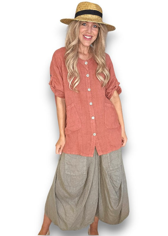 Helga May Pearl Button Top