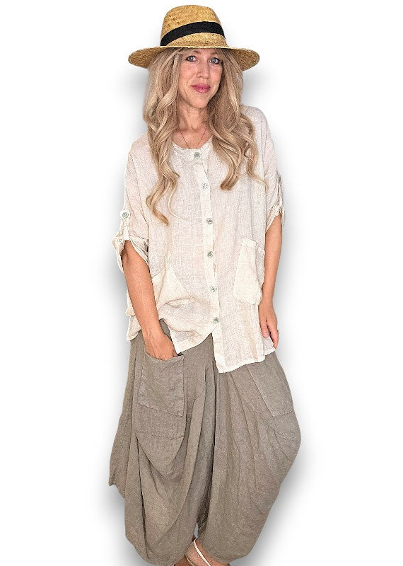 Helga May Pearl Button Top