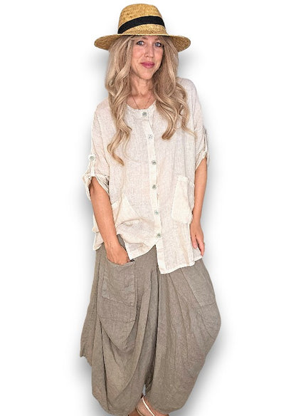 Helga May Pearl Button Top