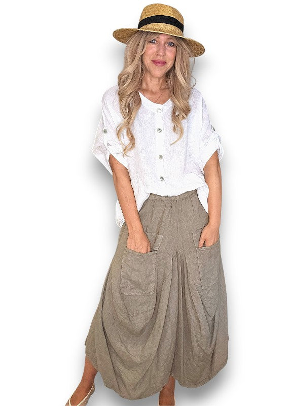 Helga May Pearl Button Top