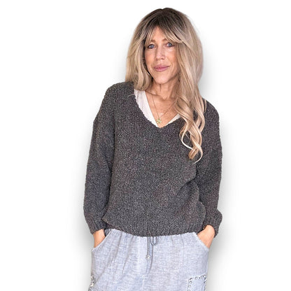 Helga May Chenille V-Nek Sweater