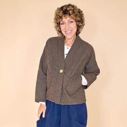 Love Heart Gold Button Quilt Jkt