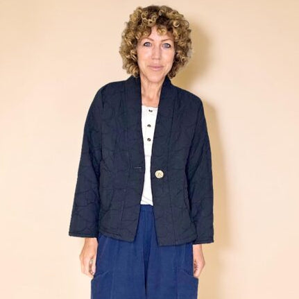 Love Heart Gold Button Quilt Jkt