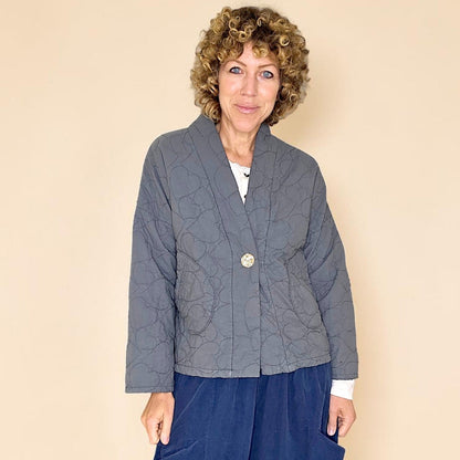 Love Heart Gold Button Quilt Jkt