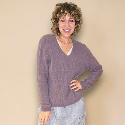 Rib V-Neck Alpaca Blend Sweater