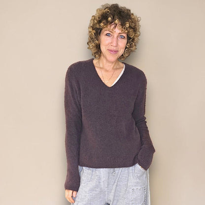 Rib V-Neck Alpaca Blend Sweater
