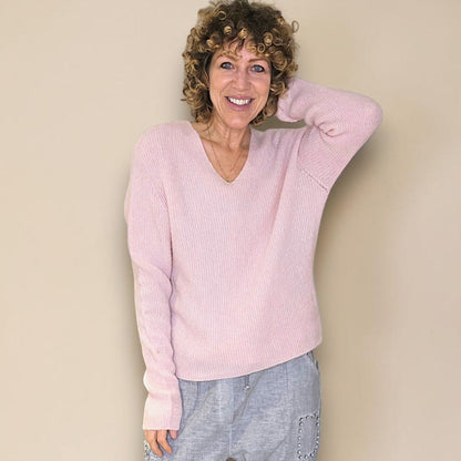 Rib V-Neck Alpaca Blend Sweater