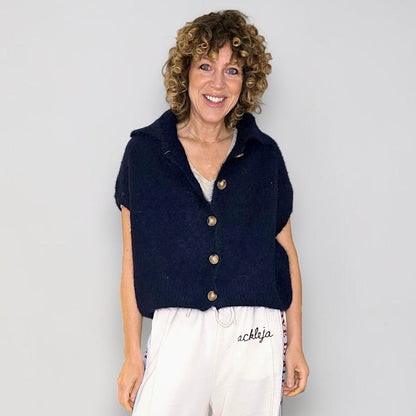 Collar Mohair Blend Vest