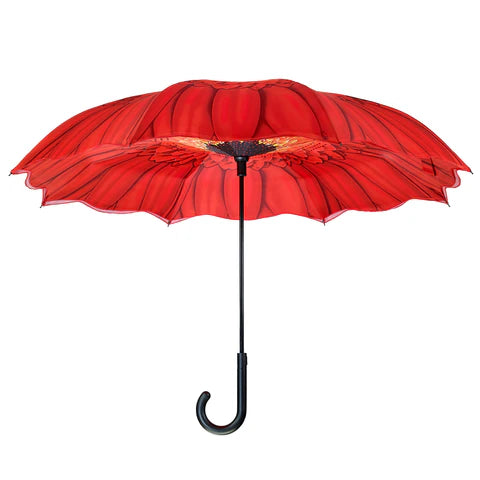 Galleria Reverse Close Red Daisy Umbrella