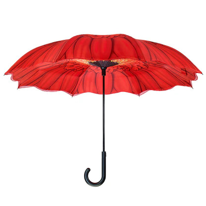 Galleria Reverse Close Red Daisy Umbrella