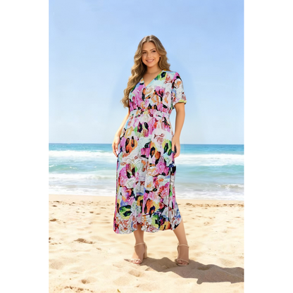 Cotton V Neck  Dress 2504-1