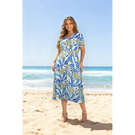 GLAM V Neck Cotton Dress 2504-4