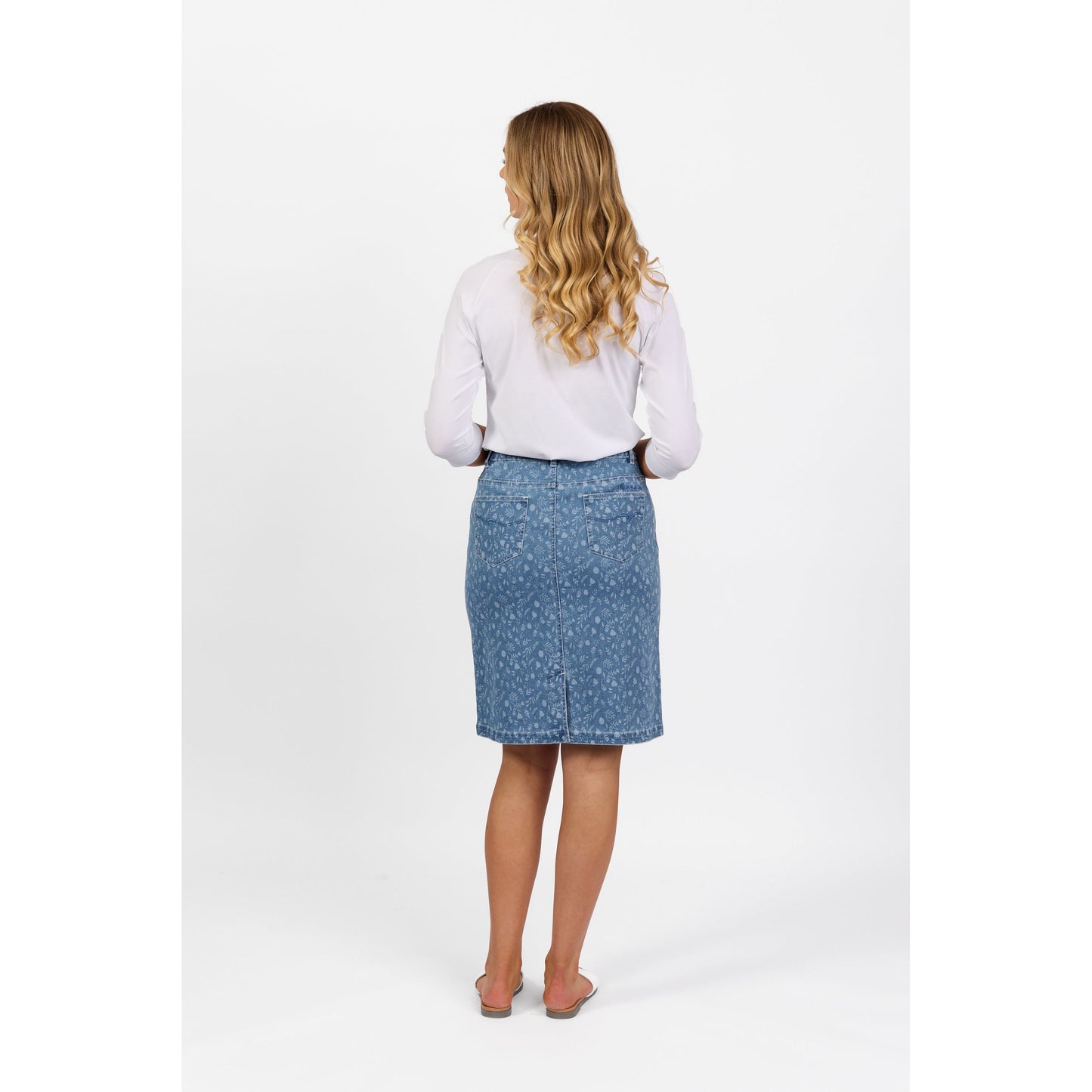 VASS Printed Denim Skirt  372AV