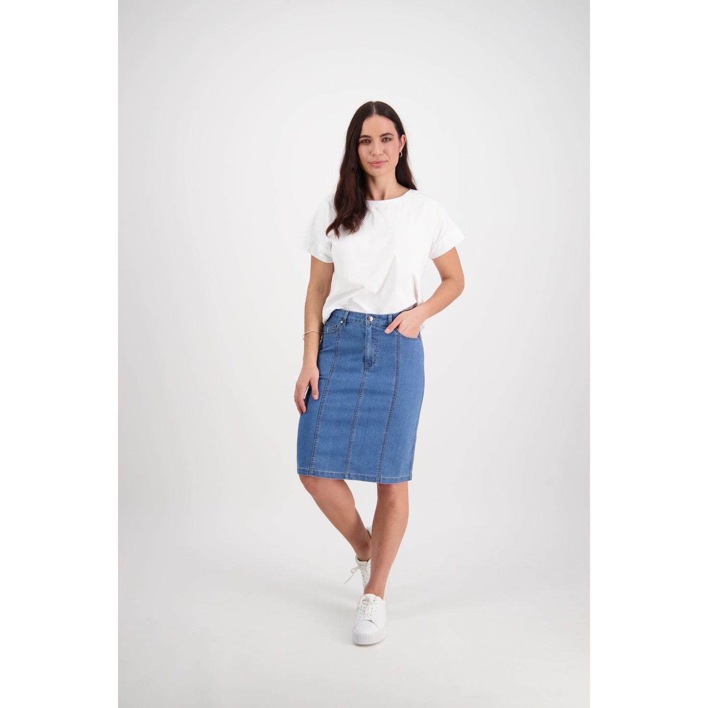 VASS Contrast Stitch Denim Skirt 372CS