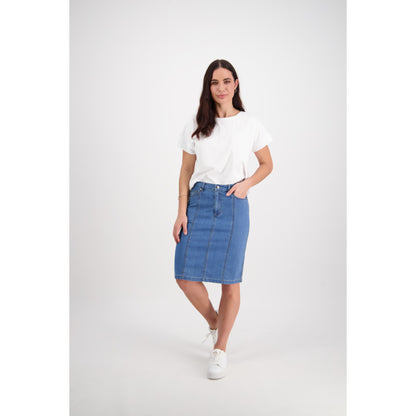 VASS Contrast Stitch Denim Skirt 372CS
