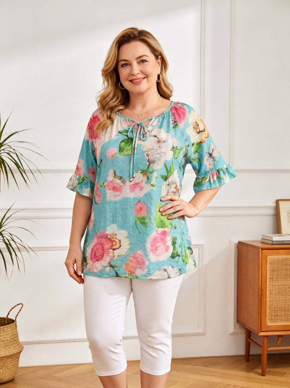 GLAM Cotton Tie Front Top 2653