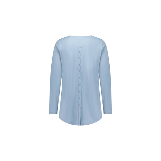 Merino Long Sleeve Top w Back Button Placket