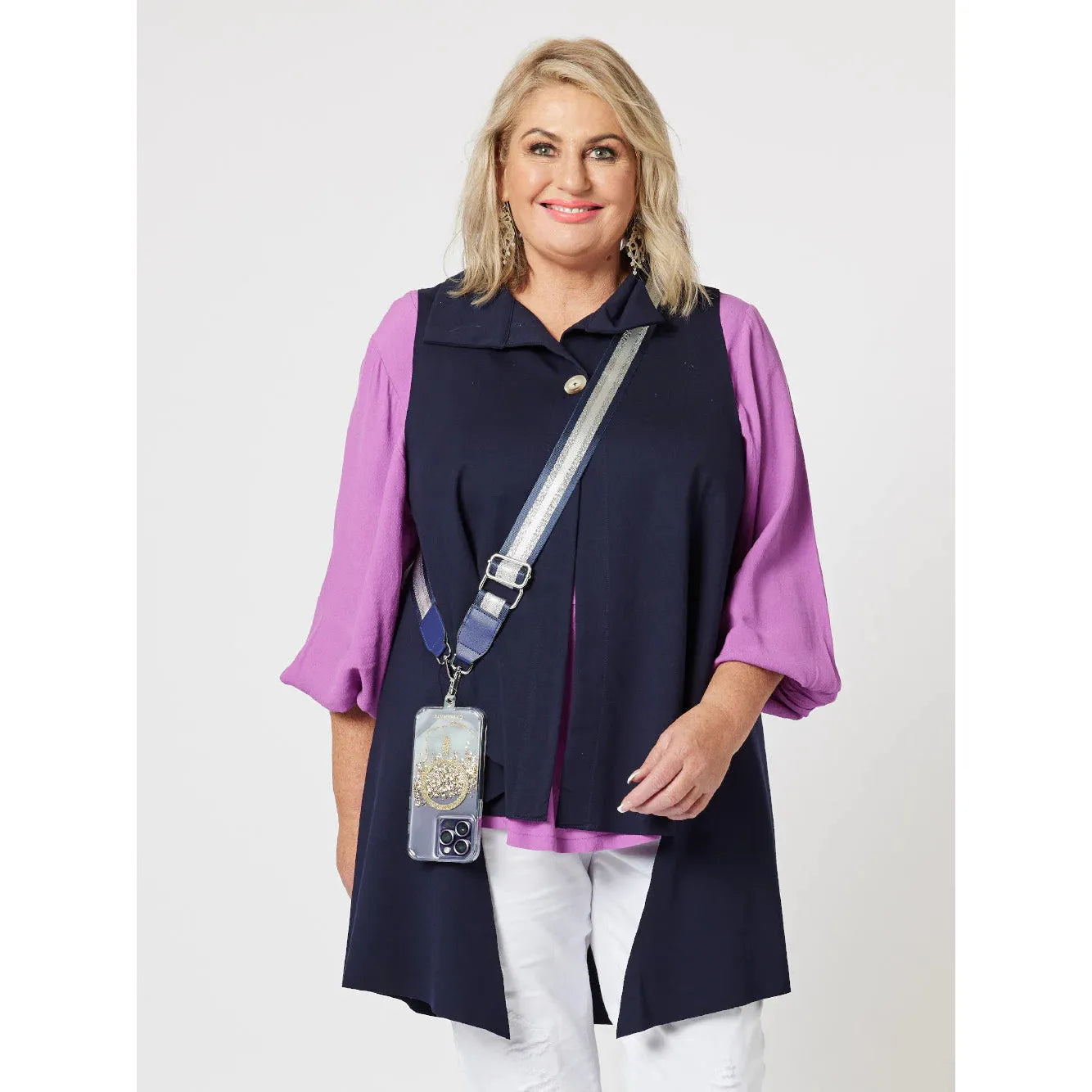 Kimmy Ponti Vest - Navy C44087