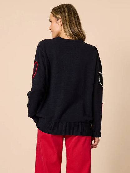 Love Me Hearts Navy Knit C46887