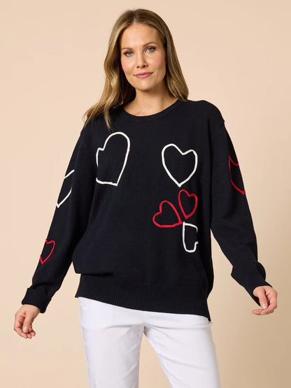 Love Me Hearts Navy Knit C46887