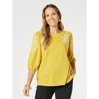 Jill Embroidered Tee Gold 47849