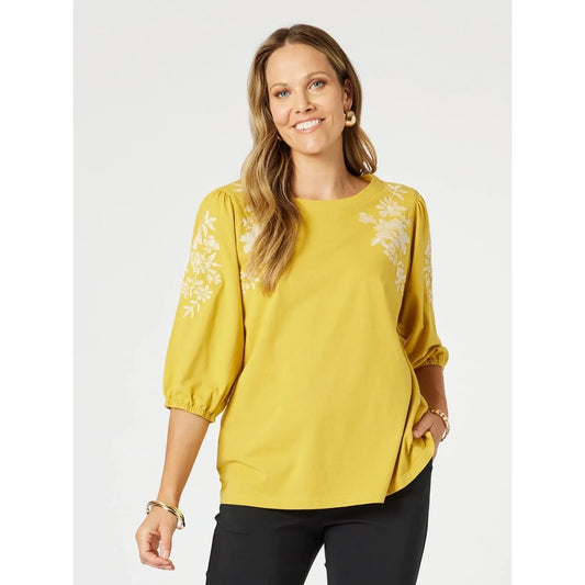 Jill Embroidered Tee Gold 47849