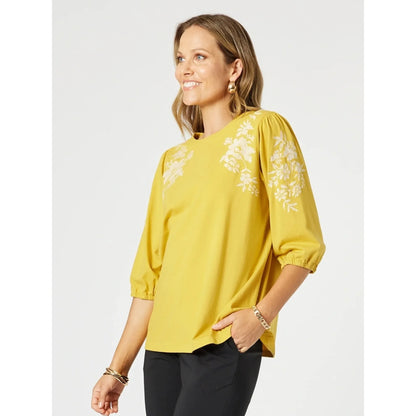 Jill Embroidered Tee Gold 47849