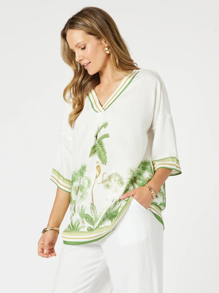 Amazon Print V Neck Top 47858