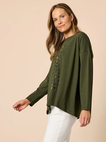 Elise Khaki Spot Top C48700