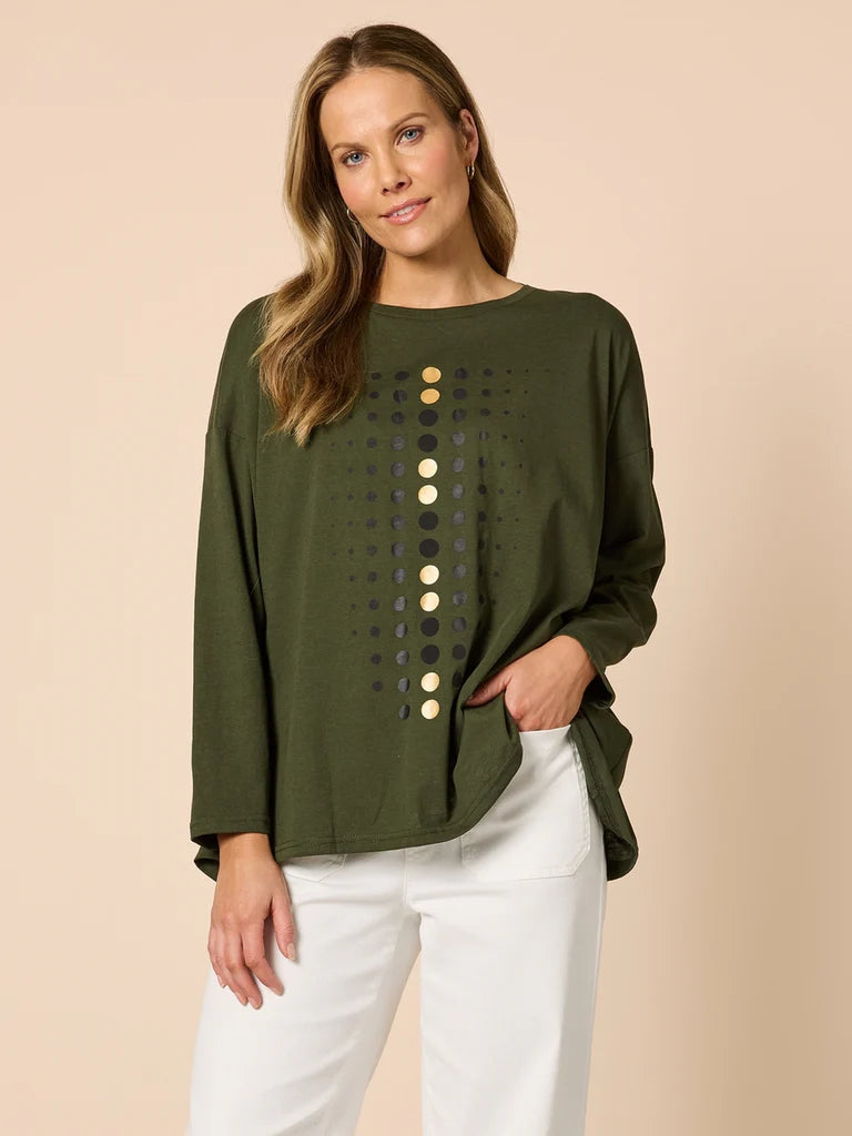 Elise Khaki Spot Top C48700