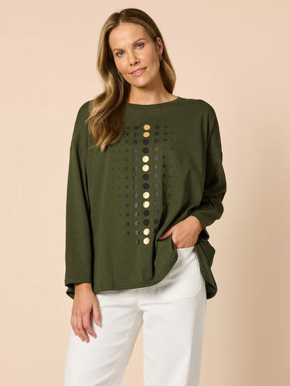 Elise Khaki Spot Top C48700