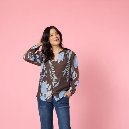 Vermont Coffee Blue Print Shirt GS48901
