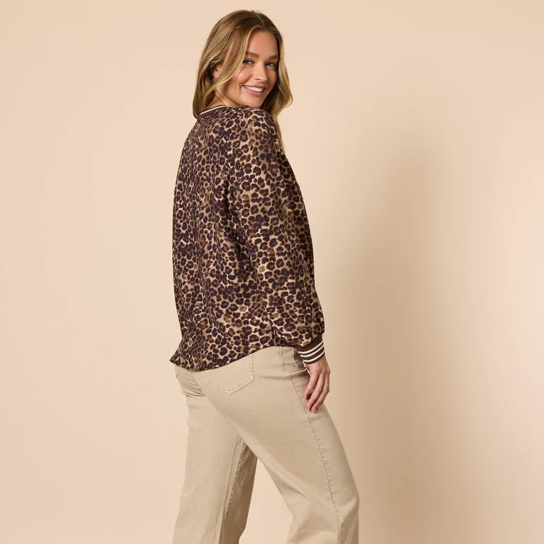 Leopard Print V-Neck Top T49034
