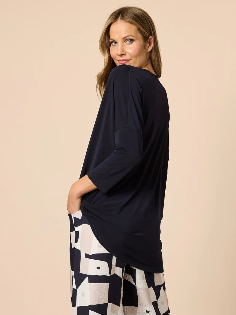 Travellers Navy Pleat Top C49150