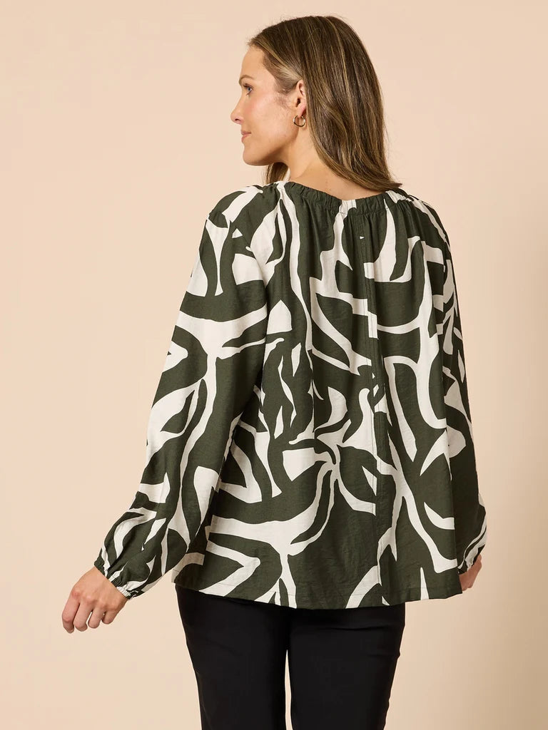 Lyon Khaki Print Top C49202