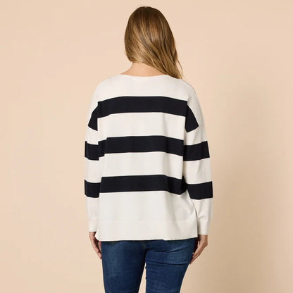 Crew Navy Stripe Knit T49325
