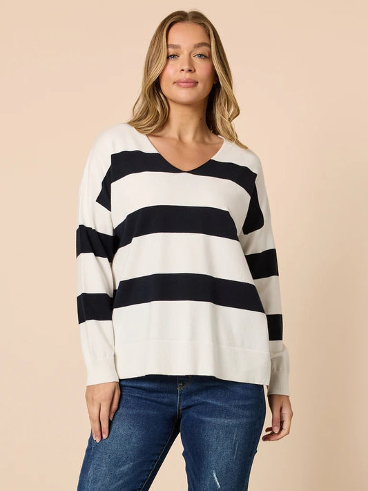 Crew Navy Stripe Knit T49325