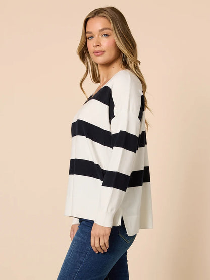 Crew Navy Stripe Knit T49325