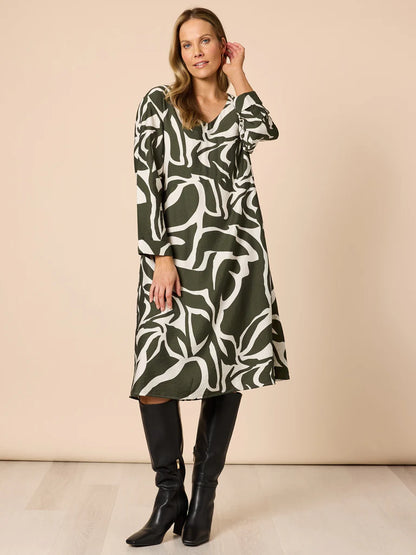 Lyon Khaki Print Dress C49360