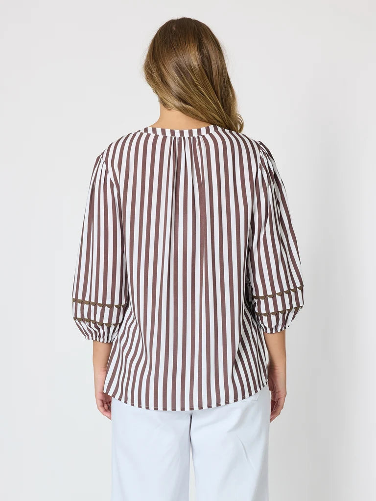 Montecito Coffee Stripe Top T49542