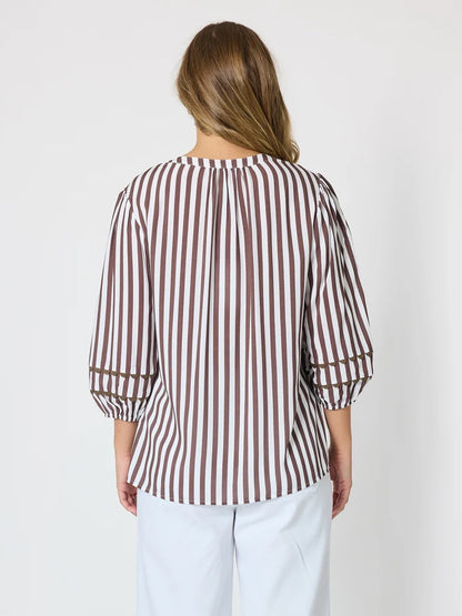 Montecito Coffee Stripe Top T49542