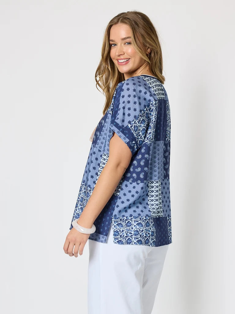 Costa Mesa Navy Print Top T49765