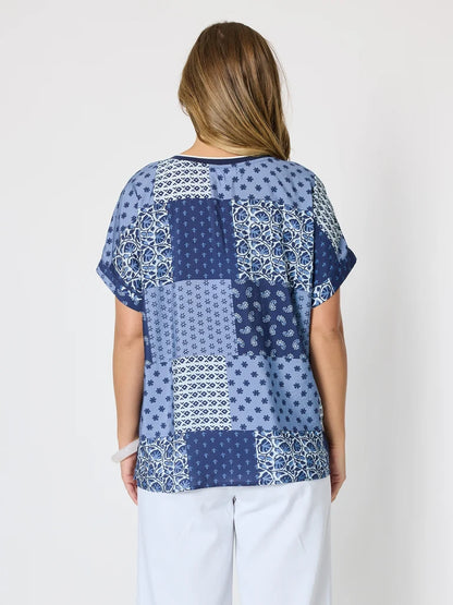 Costa Mesa Navy Print Top T49765