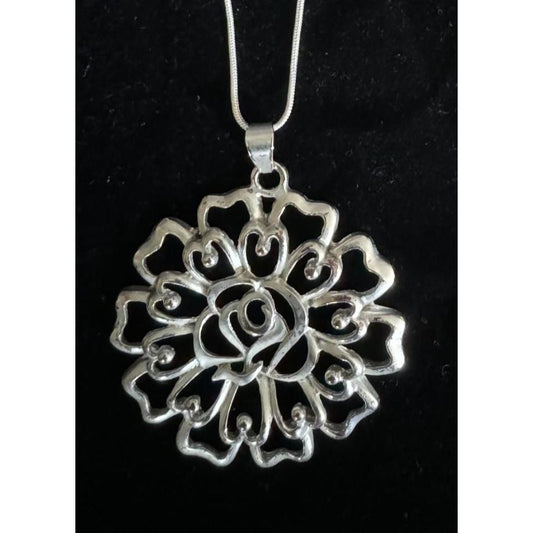 Silver Rose Necklace