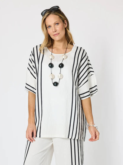 Sevilla Wht/Blk Stripe Top C50079