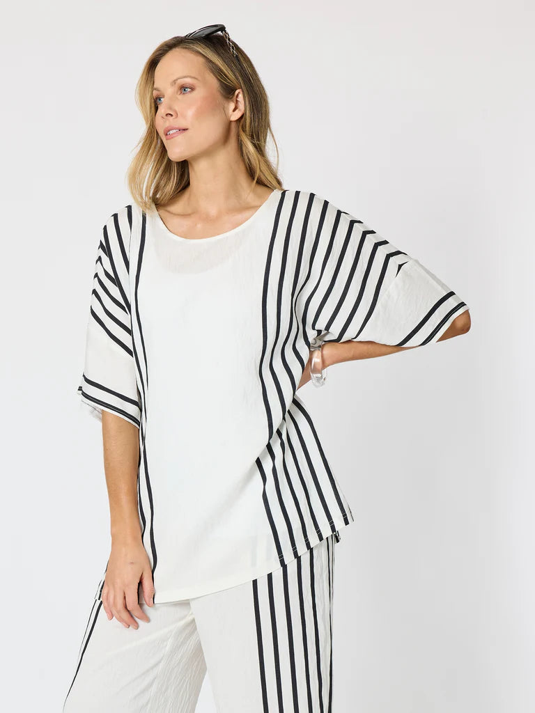 Sevilla Wht/Blk Stripe Top C50079