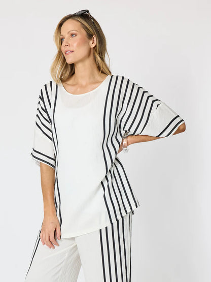 Sevilla Wht/Blk Stripe Top C50079