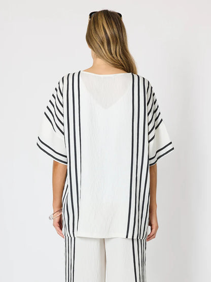 Sevilla Wht/Blk Stripe Top C50079