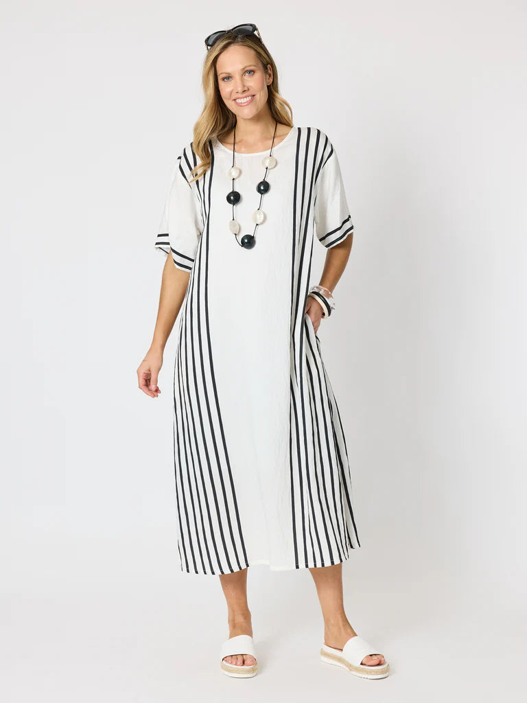 Sevilla Wht/Blk Stripe Dress C50081